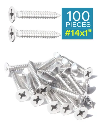 Miniatura 2 de 50 tornillos de madera Phillips de cabeza plana inoxidable #4 x 1-1/4" (32 mm) 18-8 (304) tornillos autorroscantes avellanados de acero inoxidable