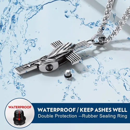 Miniatura 4 de Richsteel Collar de urna para cenizas, joyería de cremación, colgante de recuerdo conmemorativo con cadena