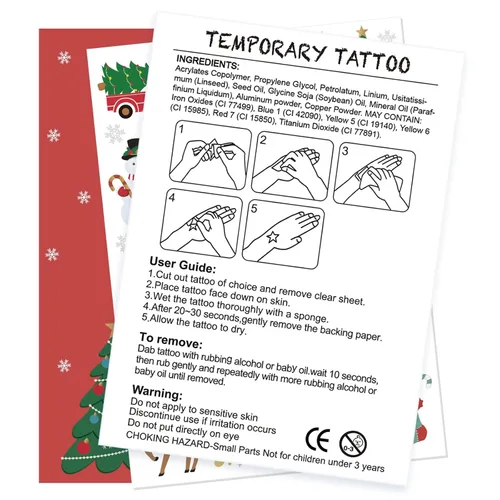 Miniatura 5 de Decoraciones de Navidad, tatuajes temporales, 52 estilos de purpurina para niños, equipo travieso, bonito recuerdo de fiesta de Navidad, árbol