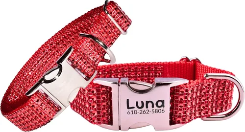 Miniatura 23 de Collar de perro con diamantes de imitación, hebilla grabada y opciones de correa, collares de perro brillantes a la moda, joyas brillantes