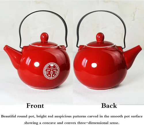 Miniatura 5 de Juego de regalo de té de porcelana china, tetera de servicio con 4 tazas y bandeja, elegante juego de ceremonia de té para adultos, decoración
