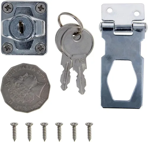 Miniatura 4 de MroMax Cerradura de cerrojo con llave de 3.07 x 1.38 pulgadas, perilla giratoria con llave, cerradura de cerrojo de bloqueo con llave para puertas