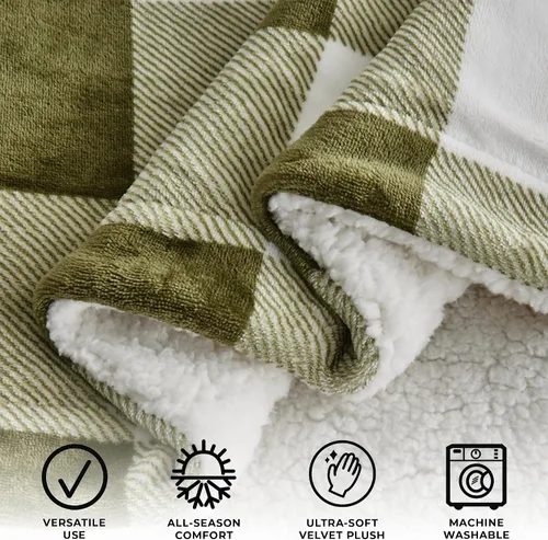 Miniatura 2 de Great Bay Home Manta de felpa de terciopelo y forro polar sherpa, manta gruesa para silla, sofá o cama. Manta cálida, reversible y suave. Colección