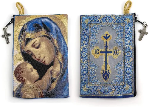 Miniatura 41 de Bolsa de rosario católico, estuche de rosario de bautismo para niños con números 6:24-26, versículo de la Biblia, 4 x 6 pulgadas, joyería y monedero