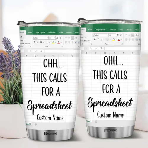 Miniatura 3 de BECHUSKY Regalos Personalizados para Contadores para Jefes, Mujeres y Hombres - Taza Termo Personalizada con Nombre de Hoja de Cálculo - Regalos