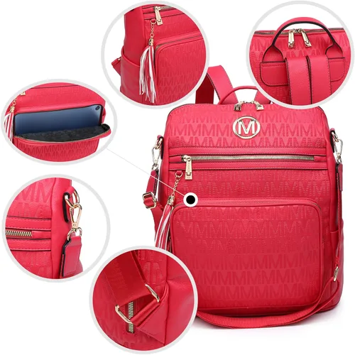 Miniatura 16 de MKP COLLECTION Mochila de moda para mujer, bolsa convertible grande para mujer, mochila de viaje, bolsa de hombro, juego de 2 piezas con borla, Beige