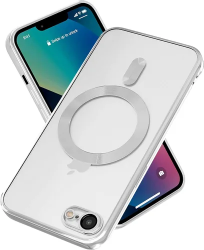 Miniatura 6 de Funda magnética para iPhone 8, borde galvanizado, parte trasera transparente, funda protectora delgada con protección de cámara, compatible