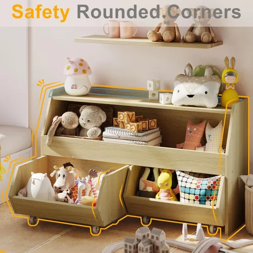 Miniatura 4 de Organizador de almacenamiento de juguetes Fulhope para niños, gabinete de almacenamiento de juguetes con cajones, estante de juguetes para niños