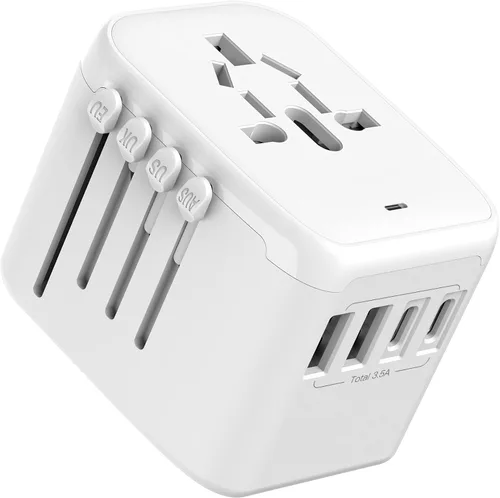 Miniatura 9 de VYLEE Adaptador de enchufe de viaje universal internacional, adaptador de enchufe de viaje europeo 5 en 1 con 3.5A, 2xUSB-A y 2xUSB C cargador
