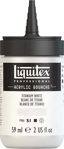 Miniatura 3 de Liquitex Professional - Gouache acrílico profesional, botella de 2 onzas (59 ml), blanco titanio