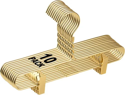 Miniatura 8 de Hermosas perchas de metal de aluminio dorado para colgar abrigos resistentes (tamaño adulto)