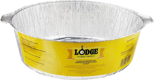 Miniatura 2 de Lodge Revestimiento de horno holandés de papel de aluminio plateado de 12 pulgadas, revestimiento de horno holandés 100% reciclable, fácil limpieza