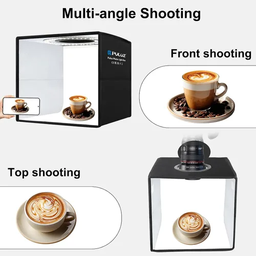 Miniatura 4 de PULUZ Mini caja de luz de estudio fotográfico de 10 x 10 pulgadas, kit de carpa de luz de fotografía plegable portátil con CRI >95 104 piezas de luz