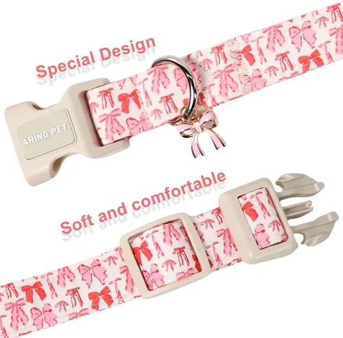 Miniatura 77 de Aring Pet Collar de algodón, lindo, con hebilla de liberación rápida, para bodas, para perros pequeños, medianos y grandes, rosa Terciopelo rosa