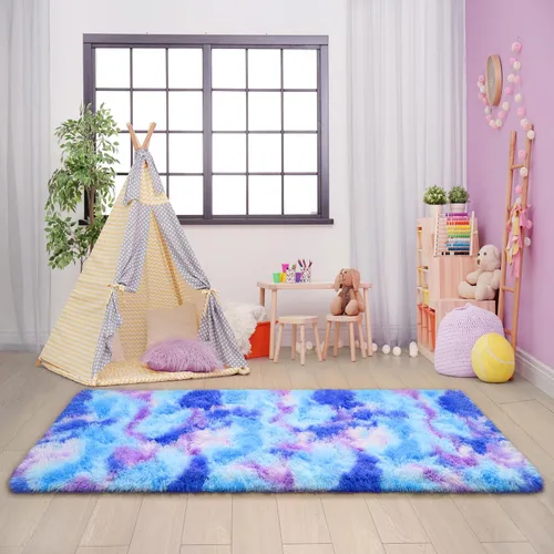Miniatura 6 de AROGAN Alfombras suaves de 2 x 4 pies para dormitorio, alfombra mullida de felpa, alfombra peluda que no desprende para guardería, habitación