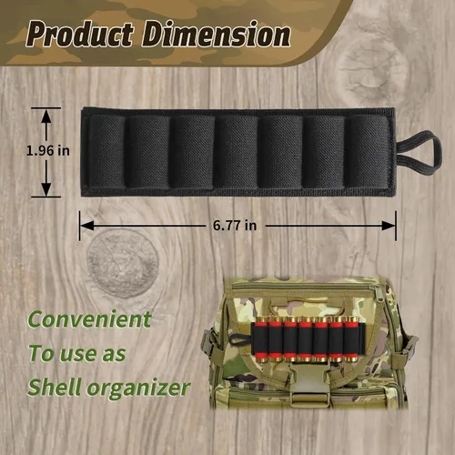 Miniatura 3 de Paquete de 4 soportes para cartuchos de escopeta de 7 rondas o bandolera táctica para cartuchos de escopeta de 60 rondas calibre 12/20 ajustable