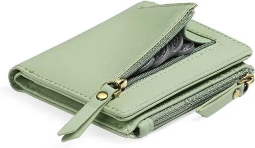 Miniatura 14 de GOIACII - Carteras delgadas para mujer con bloqueo RFID, tarjetero con 2 bolsillos con cremallera, monedero fino para mujer, negro (A01 Black)