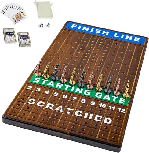 Grande Juego de Mesa de Carreras de Caballos de 21 Pulgadas Finish LINE Está Equipado con 11 Caballos de Artesanía Metálica de Lujo Tablero de