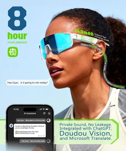 Miniatura 3 de Lentes inteligentes AI con cámara 4K, gafas de grabación de video con cámara, gafas de sol deportivas polarizadas con estabilización EIS