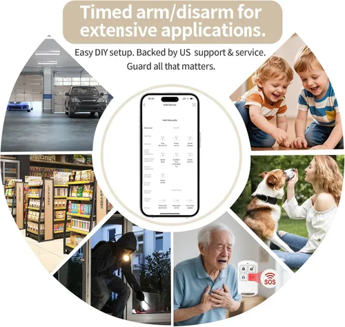 Miniatura 7 de NUNET Sistema de seguridad inteligente inalámbrico para el hogar, kit de alarma de 15 piezas (sensores de movimiento, sirena, control remoto)