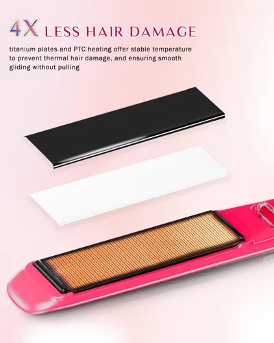 Miniatura 6 de DORISILK Plancha de pelo profesional de alta temperatura de 500 grados, plancha plana de cerámica de 1 pulgada, alisador y rizador de pelo 2 en 1