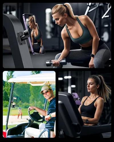 Miniatura 7 de Stouchi Soporte magnético para teléfono de gimnasio, ajustable en 360° [imán doble N55], accesorios de gimnasio para mujeres/hombres, todo de metal