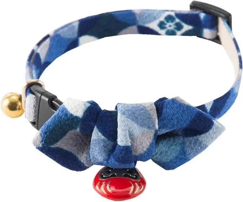 Miniatura 2 de Necoichi Daruma Charm Pajarita Collar de gato (azul)