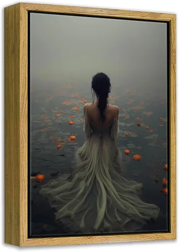 Arte de pared enmarcado de la Academia oscura, Dama del Lago Victoriana melancólica, decoración de pared, cuadros pósters góticos de Cottagecore,