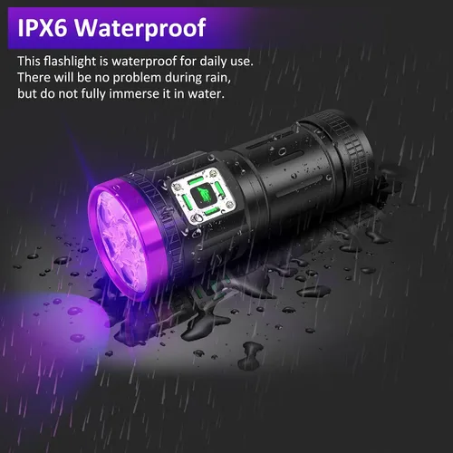 Miniatura 7 de Linterna UV de 45 W, linterna recargable por USB, potente linterna de luz negra LED de 9 núcleos de 385-395 nm para detección de orina de mascotas