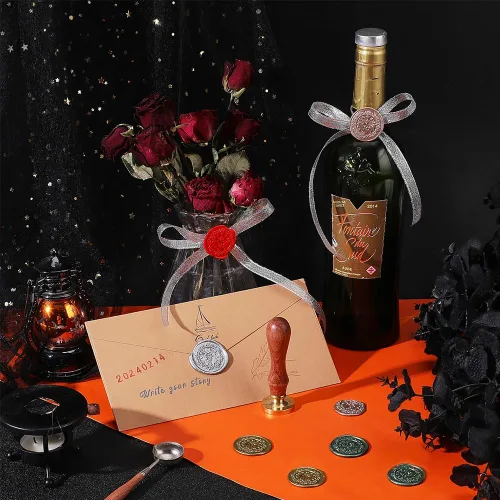 Miniatura 5 de PH PandaHall Kit de sellos de cera de murciélago, 1.181 in, sello de cera de Halloween, sello de cera de luna y estrella, sello de cabeza de latón