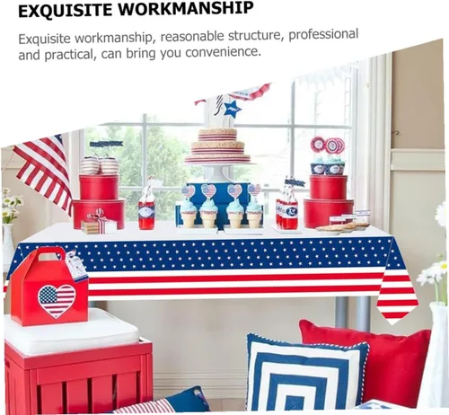 Miniatura 2 de Disposable Independence Day Tablecloth for Buffet Parties Patriotic Theme Party Table Cover and Use Kitchen Table Decoration