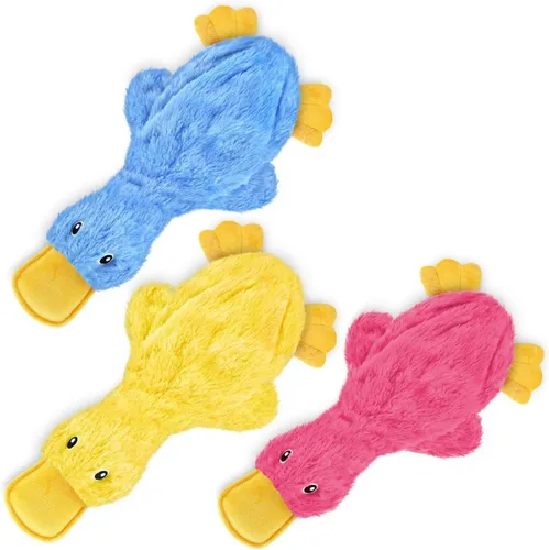 Miniatura 34 de Best Pet Supplies - Juguetes para cachorros y perros adultos, crujen y hacen chirridos, pato, rosa claro Pato arrugado (rosa claro)