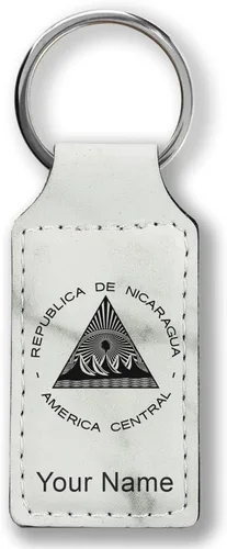 Miniatura 11 de LaserGram Llavero rectangular, bandera de Nicaragua, grabado personalizado incluido, Bambú