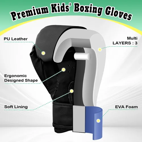 Miniatura 3 de Guantes de boxeo para niños y niñas, guantes de entrenamiento de boxeo juvenil para niños de 3 a 9 años, guantes de entrenamiento de 4 onzas