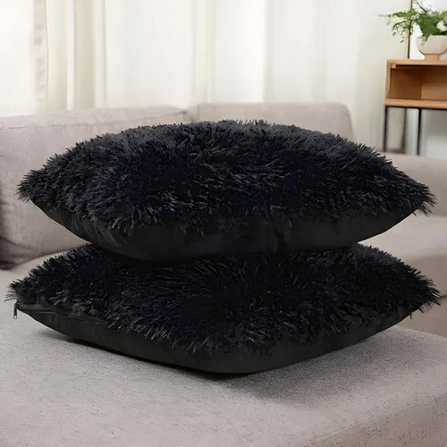 Miniatura 18 de Cheer Collection Almohadas Decorativas para Sofá y Cama, Almohadas Decorativas Suaves de Pelo Largo con Rellenos Incluidos, Acogedoras Almohadas