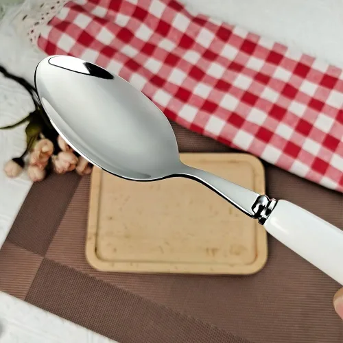 Miniatura 3 de MEIYAHOME 3 cucharas de cena fina de acero inoxidable 18/10 con borde redondo, cuchara de postre SUS304, 3