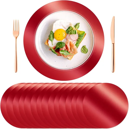 Miniatura 11 de KesaPlan 100 manteles individuales redondos azules, manteles individuales desechables de papel de 13 pulgadas para mesa de comedor, tapete de carga