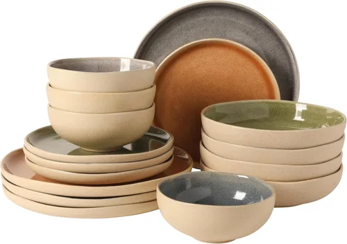 Miniatura 26 de Gibson Elite Peach Orchard 12-Piece New Bone China Dinnerware Set Service for 4, Embossed Fluted Plates and Bowls, Dishwasher and Microwave Safe