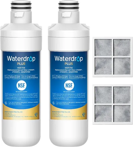 Waterdrop Plus LT1000PC ADQ747935 NSF 401 filtro de agua para refrigerador y filtro de aire, reemplazo para LG® LT1000P®, LT-1000PC, LRFXC2406S,