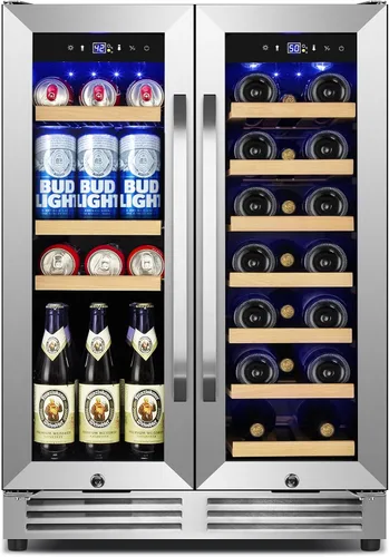 Miniatura 27 de Refrigerador Enfriador de Vinos de 8 Botellas, Refrigerador Pequeño de Vino, Mini Refrigerador de Vino de Encimera con Puerta de Vidrio, Bodegas