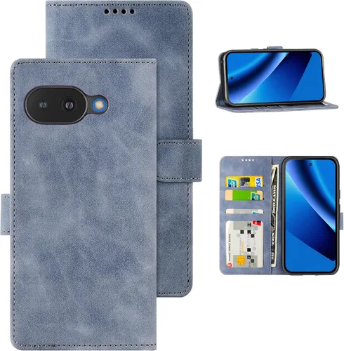 Miniatura 18 de Funda tipo cartera con tapa para Google Pixel 6a, [piel sintética + parachoques de TPU] [3 ranuras para tarjetas] [función de soporte]