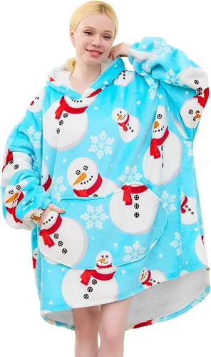 Miniatura 19 de Moinlizy - Sudadera con capucha tipo manta extragrande, portátil con capucha y bolsillo, de grueso sherpa, para mujeres y hombres adultos