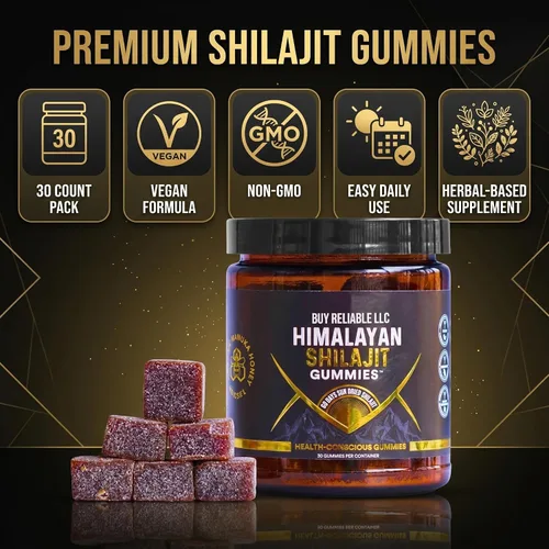 Miniatura 2 de Gomitas orgánicas Shilajit Sin azúcar de caña, endulzadas con miel orgánica Ácido fúlvico natural y húmico Veganas, probadas en laboratorio