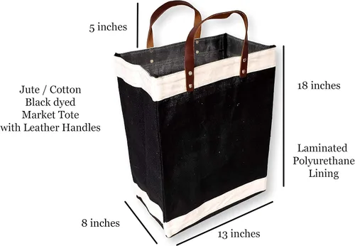 Miniatura 3 de Bolsa de mano ecológica con asa de cuero de yute y algodón