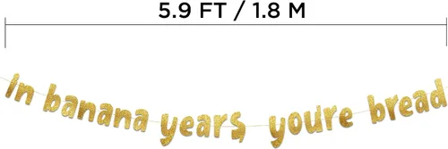 Miniatura 4 de Cartel dorado con purpurina preencordada en Banana Years You're Bread, divertidas decoraciones de jubilación para hombres y mujeres, suministros