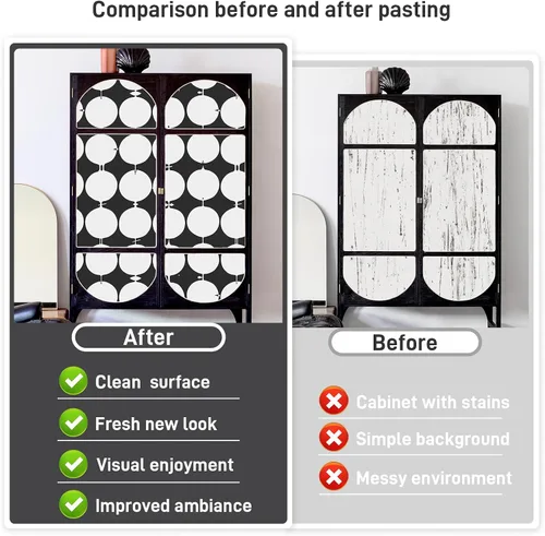 Miniatura 4 de MelunMer Papel tapiz blanco y negro para despegar y pegar, papel de contacto geométrico geométrico para armarios y cajones, autoadhesivo, extraíble
