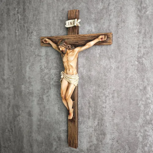 Miniatura 5 de Crucifijo Católico de Pared BC, Decoración Inspiracional del Hogar de Jesucristo, Regalo Religioso Devoto, 10"H, Escultura Renacentista Hecha a Mano