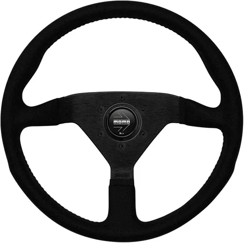 Miniatura 4 de MOMO Motorsport Montecarlo Alcantara Street Volante Negro Alcantara Grip, Radios anodizados cepillados, BK Stitch 12.598 in
