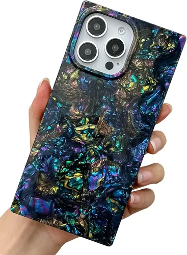 Miniatura 65 de Elegante Funda con Concha de Madre Perla para Niña Compatible con iPhone 14 de 6.1 Pulgadas, Funda Rectángulo con Borde, Elegante y delgada