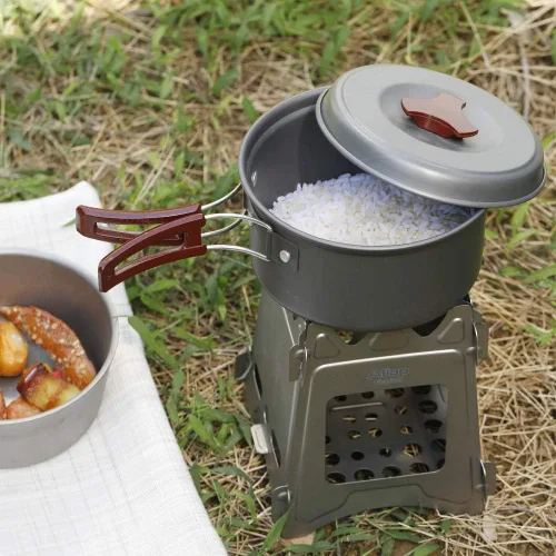 Miniatura 7 de Estufas de mochila portátiles ligeras para senderismo, estufa de leña de titanio, estufa ultraligera y compacta para mochileros, campamento